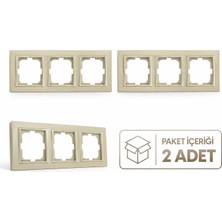 Ovivo Krem Üçlü 3 Lü Çerçeve 2 Adet