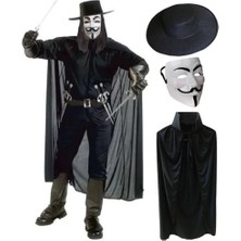 SHC4200 V For Vendetta Maskesi Şapka Pelerin Seti