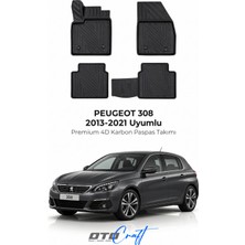 Otocraft Peugeot 308 (2013-2021) Araca Özel 4d Karbon Havuzlu Oto Paspas Full Set 5 Parça