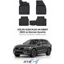 Otocraft Volvo XC60 Plug In Hibrit (2022 ve Sonrası) Araca Özel 4d Karbon Havuzlu Oto Paspas Full Set 5 Parça