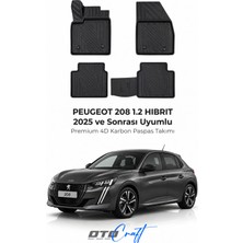 Otocraft Peugeot 208 1.2 Hibrit (2025 ve Sonrası) Araca Özel 4d Karbon Havuzlu Oto Paspas Full Set 5 Parça