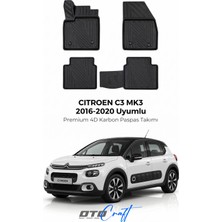 Otocraft Citroen C3 Mk3 (2016-2020) Araca Özel 4d Karbon Havuzlu Oto Paspas Full Set 5 Parça