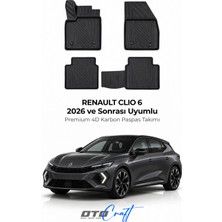 Otocraft Renault Clio 6 (2026 ve Sonrası) Araca Özel 4d Karbon Havuzlu Oto Paspas Full Set 5 Parça