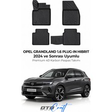 Otocraft Opel Grandland 1.6 Plug In Hibrit (2024 ve Sonrası) Araca Özel 4d Karbon Havuzlu Oto Paspas Full Set 5 Parça