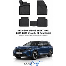 Otocraft Peugeot E-5008 Elektrikli (2025-2026) Araca Özel 4d Karbon Havuzlu Oto Paspas Full Set 5 Parça