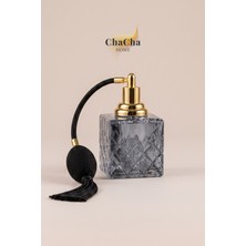 ChaCha Home Obsidian | Kristal Cam Dekoratif Parfüm Şişesi - Makyaj Masası Aksesuarı - Dekoratif Obje - 11X6 cm