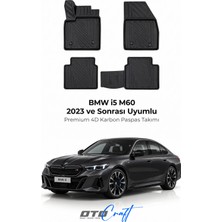 Otocraft Bmw I5 M60 (2023 ve Sonrası) Araca Özel 4d Karbon Havuzlu Oto Paspas Full Set 5 Parça