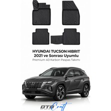 Otocraft Hyundai Tucson Hibrit (2021 ve Sonrası) Araca Özel 4d Karbon Havuzlu Oto Paspas Full Set 5 Parça