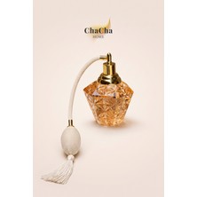 ChaCha Home Gilded | Kristal Cam Dekoratif Parfüm Şişesi - Makyaj Masası Aksesuarı - Dekoratif Obje - 12X6 cm