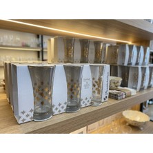 Paşabahçe Stardust Gold Yıldızlı 3'lü Meşrubat ve Su Bardağı Seti