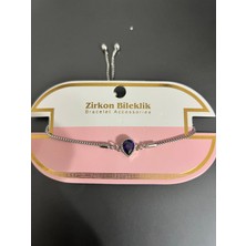 💜 Mor Zirkon Taşlı Asansörlü Çelik Bileklik – Damla Kesim Şık Tasarım