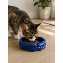 Motto Ticaret Eko Form Model Beton Kedi Köpek Mama ve Su Kabı (16CM*16CM*5.5CM) - Lacivert