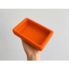 Motto Ticaret Dikdörtgen Model Beton Kedi Köpek Mama ve Su Kabı 18 x 10,5 x 4,5 cm - Turuncu