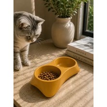 Motto Ticaret Ikili Model Beton Kedi Köpek Mama ve Su Kabı (24CM × 12CM × 5cm) - Bronz
