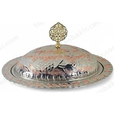 Zinnunbakır Bakır El Desenli Küçük Boy Kayık, Sunumluk/lokumluk 20 cm