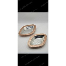 Zinnunbakır Bakır Köşeli Kayık Sunumluk 21 cm 2'li Set