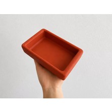 Motto Ticaret Dikdörtgen Model Beton Kedi Köpek Mama ve Su Kabı 18 x 10,5 x 4,5 cm - Kiremit