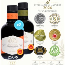 Gaia Pearls Ikili Gurme Set 250 ml x2 AB Coğrafi İşaretli Milas Memecik Erken Hasat Soğuk Sıkım Zeytinyağı