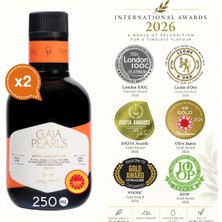 Gaia Pearls İKİLİ SET Turuncu Seri 250 ml x2 Set AB Coğrafi İşaretli Milas Memecik Erken Hasat Soğuk Sıkım Zeytinyağı Yoğun Meyvemsi