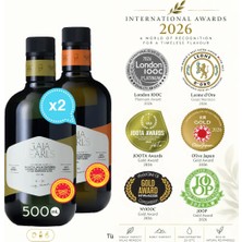 Gaia Pearls Ikili Gurme Set 500 ml x2 AB Coğrafi İşaretli Milas Memecik Erken Hasat Soğuk Sıkım Zeytinyağı