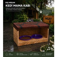 Msay Ahşap Kedi Mama Kabi
