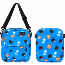 Nirvana Mavi Desenli Unisex Omuz Çantası Çapraz Askılı Günlük Çanta