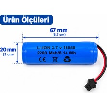 Mete 2 adet BMS Korumalı 3.7 Volt 2200 Mah 18650 Li-Ion Şarj Edilebilir Uzaktan Kumandalı Araç Pili ve Yanında Şarj Kablosu Siyah 2 Pin Soketli Oyuncak Araba