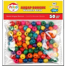 Ecoflex Mas Mileo Ahşap Boncuk 15MM Karışık Renkli 50'li Paket 1842