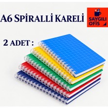 Mikro Saygılıofis Spiralli Pp. Kapak Ödev Defteri A6 60 Yaprak Kareli Not Defteri Telli  ( 2 Adet )