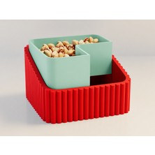 Brf Store Buradabulabilirsin Fıstık Kasesi – 3D Baskı Çift Hazneli Kabuk Ayırıcı Sunum Kasesi - Kırmızı Mint