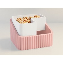 Brf Store Buradabulabilirsin Fıstık Kasesi – 3D Baskı Çift Hazneli Kabuk Ayırıcı Sunum Kasesi - Pembe Beyaz