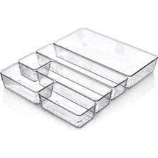 Brf Store Buradabulabilirsin Promosyonca 6 Parça Organizer Çekmece Içi Düzenleyici, Şeffaf Kristal Plastik Düz