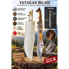 Selim Uyar Kamp Metal Kurt Başlı Denizli Yatağan Kamp Bıçağı 42 cm – 4034 Karbon Çelik, Ceviz Sap, Deri Kılıflı Yerli Üretim