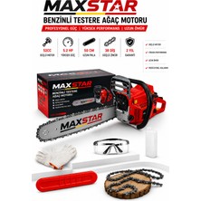 Maxstar Germany 52CC X9900 Benzinli Motorlu Testere 50CM Ağaç Odun Kesme Motoru Zincirli Hızar