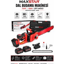 Maxstar Çift Akülü Şarjlı Zincirli Dal Budama Testeresi 40CM Çantalı Full Set Ağaç Odun Kesme