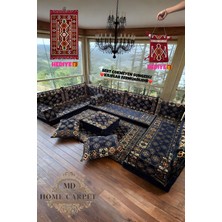 Md Home Carpet Şark Köşesi Minder Takımı Anadolu Desenli Sedir Seti Çift Yüzlü Yıkanabilir Özel Tasarım