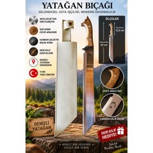 Selim Uyar Kamp Metal Kurt Başlı Denizli Yatağan Bıçağı 42 cm – 4034 Karbon Çelik, Ceviz Ağacı Sap, Deri Kılıflı Yerli Üretim