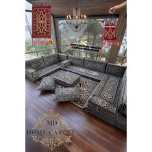 Md Home Carpet Şark Köşesi Minder Takımı Anadolu Desenli Sedir Seti Çift Yüzlü Yıkanabilir Özel Tasarım