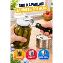 Open City Metal Kavanoz Kapağı ve Konserve Açacağı Siyah Saplı Çok Amaçlı Pratik Kapak Açıcı