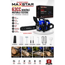 Maxstar 62CC Benzinli Testere Ağaç Kesme Motoru 50CM Kılavuz 38' Zincir Motorlu Testere Full Set