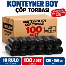 Liva Ambalaj Konteyner Boy Çöp Torbası 120X150 cm Endüstriyel  Boy Çöp Poşeti 10 Rulo 100 Adet