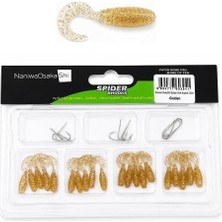 Naniwaosakashi Spider 2.5cm Orak Kuyruk 20 Silikon + 10 Iğne Lrf Yem Seti Golden