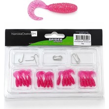 Naniwaosakashi Spider 2.5cm Orak Kuyruk 20 Silikon + 10 Iğne Lrf Yem Seti Pink