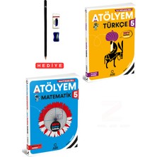 5.sınıf Atölyem Yeni Müfredata Göre Türkçe-Matematik Soru Bankası Tadında 2 Kitap Set Kalem Seti Hediyeli