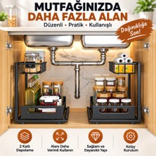 Trend Store 2 Katlı Çekmeceli Mutfak Rafı Organizer Dolap Içi Baharatlık Yağlık Şişelik Tezgah Üstü Düzenleyici
