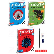 5.sınıf Atölyem Yeni Müfredata Göre Matematik-Fen Bilimleri-Sosyal Bilgiler Soru Bankası Tadında 3 Kitap Set Kalem Seti Hediyeli
