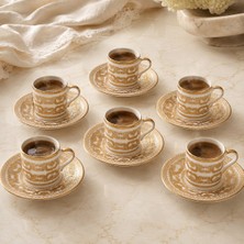 Beyaz Gold Kahve Fincan Takımı 6 Kişilik 12 Parça Şık Set