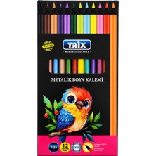 12'li Tam Boy Metalik Kuru Boya Kalemi Karton Kutu