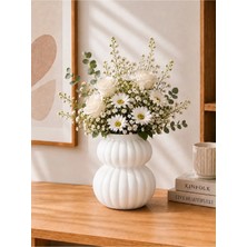 Yumuk Shop Terra Duo Mat Görünümlü Seramik Vazo Iskandinav Modern Bohem Dekoratif Şık Vazo 14X14 cm