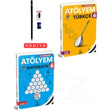 6.sınıf Atölyem Yeni Müfredata Göre Türkçe-Matematik Soru Bankası Tadında 2 Kitap Set Kalem Seti Hediyeli